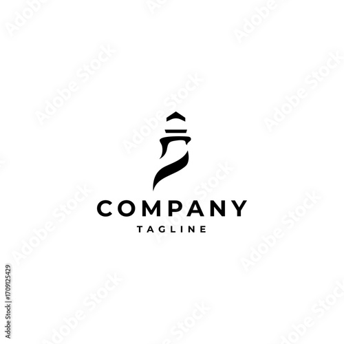 abstract lighthouse logo with flat vector design style