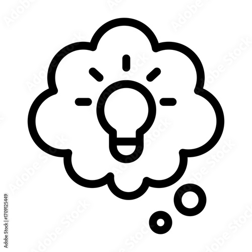 Creative Thought Cloud Line Icon of Brainstorming Icon Set