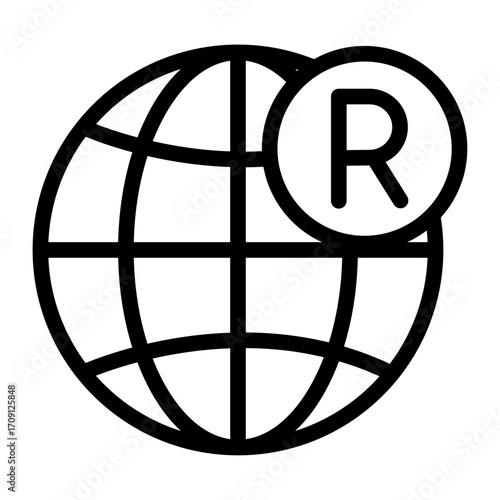 Global Trademark Line Icon of Intellectual Property Icon Set