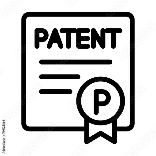 Official Patent Document Line Icon of Patents Icon Set