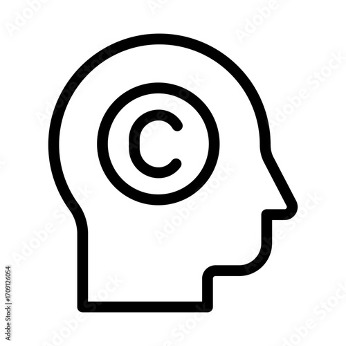 Copyrighted Idea Line Icon of Copyright Icon Set