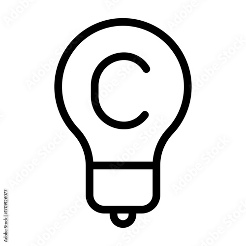 Copyrighted Innovation Line Icon of Copyright Icon Set