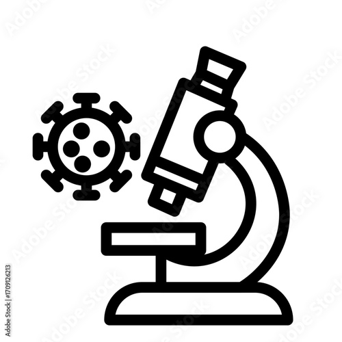 Microscope Analysis Line Icon of Medical Research Icon Set