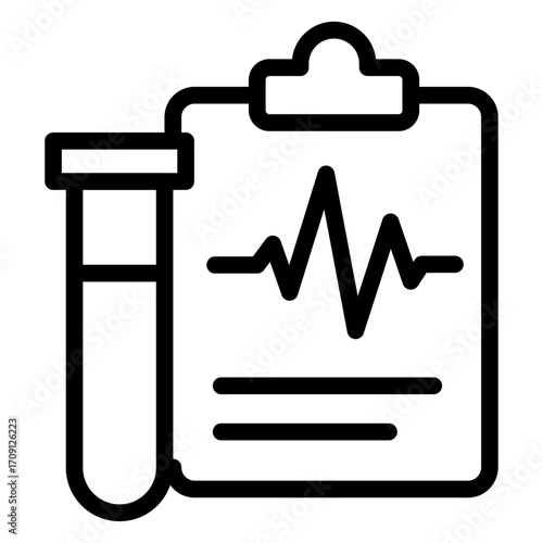 Test Tube and Report Line Icon of Medical Research Icon Set