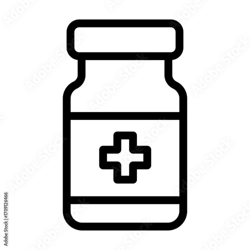 Vaccine Bottle Line Icon of Vaccinations Icon Set