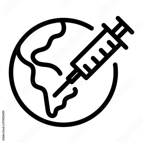 Global Vaccination Line Icon of Vaccinations Icon Set
