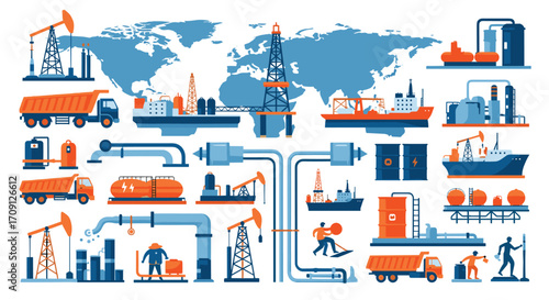 Exploring the global oil and gas industry infrastructure and transportation networks.