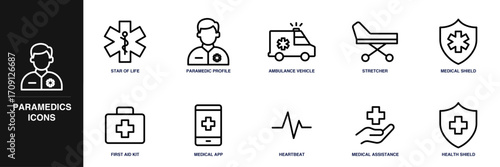 Paramedics Line Icon Set