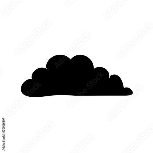 A single black cloud isolated on a white background illustration