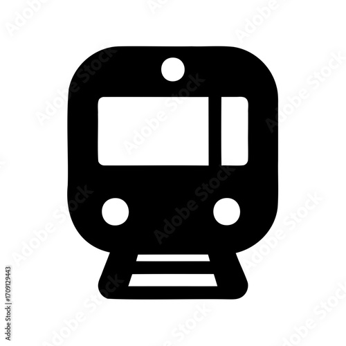 Simple black and white icon representing a train's front view