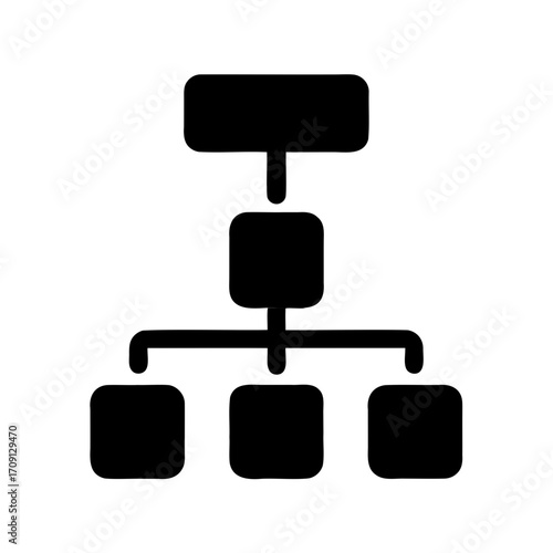 Hierarchical diagram of decision making, workflow or organizational structure shown in silhouette