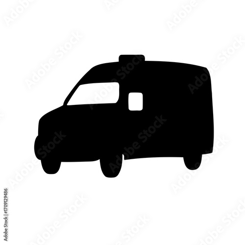 Silhouette of an Ambulance Emergency Vehicle Delivering Healthcare Services Quickly