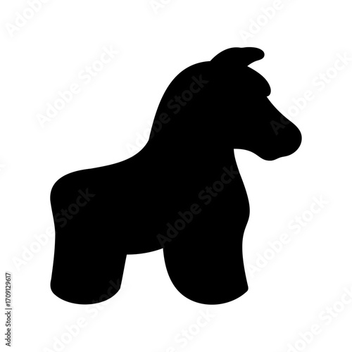Simple black horse silhouette standing still on a white background image