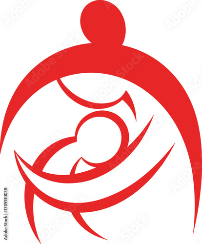 Abstract mother and child logo design, family care symbol, maternal love icon, parenting support vector, motherhood protection illustration, healthcare