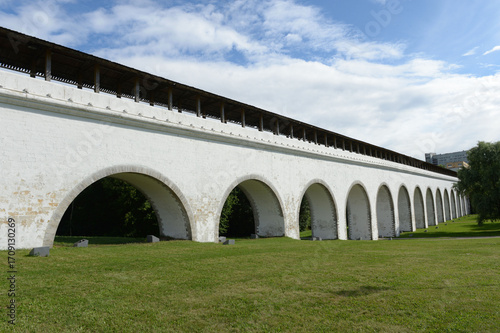 Rostokinsky Aqueduct on a sunny summer day in Moscow