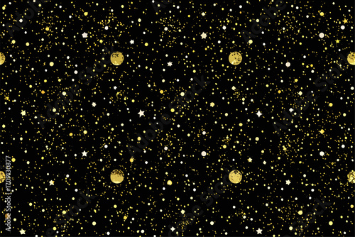 Golden Glitter Light Particles on Dark Background – Luxury Sparkle Abstract