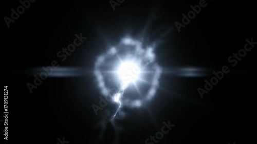 A shimmering silver flare pulses with a cool, electric intensity against a dark background in a seamlessly looping abstract visual pulses, calm, meditation