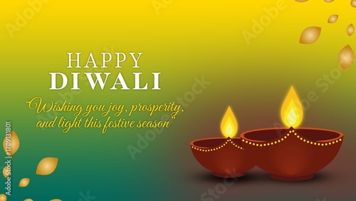 Rich emerald green to gold gradient background symbolizing wealth, prosperity, and growth. Ideal for luxury Diwali greetings, corporate posters, and festive banners.