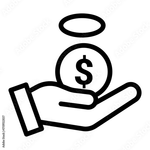 Investor Contribution Line Icon of Venture Capital Funding Icon Set