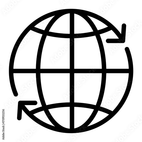 Global Reach Line Icon of Market Entry Strategy Icon Set