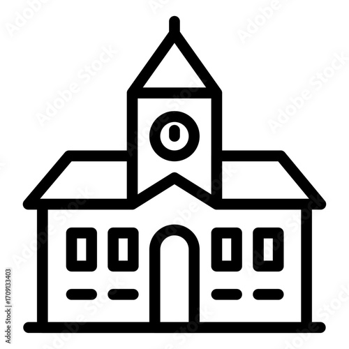 Town Hall Building Line Icon of Government Buildings Icon Set