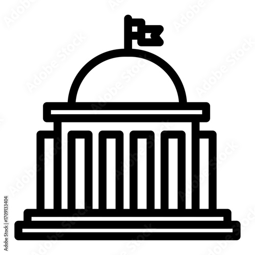 National Assembly Hall Line Icon of Government Buildings Icon Set
