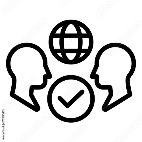 Global Consensus Line Icon of Diplomacy and International Relation Icon Set