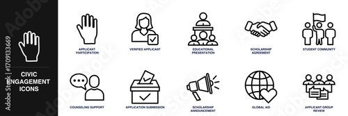 Civic Engagement Line Icon Set