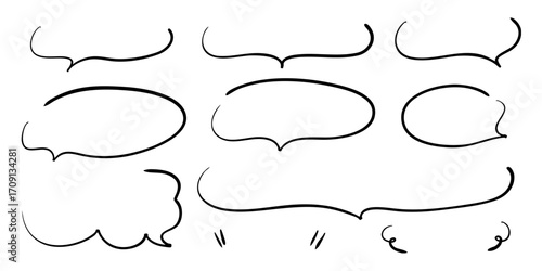 ペンの手描き吹き出しセット_黒