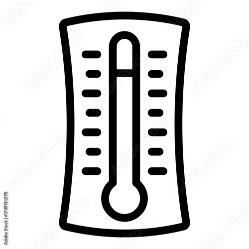 checking room temperature outline icon using thermometer