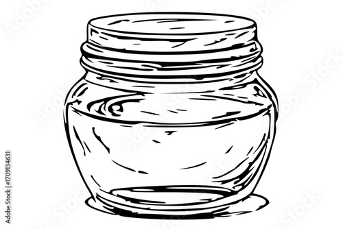 A hand-drawn illustration of an empty glass jar with a lid.