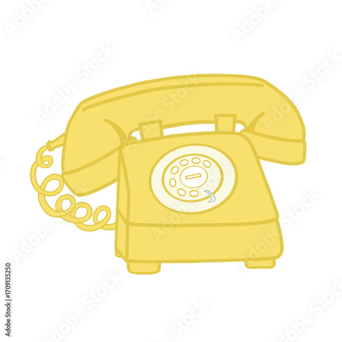 Yellow Retro Vintage Telephone Illustration