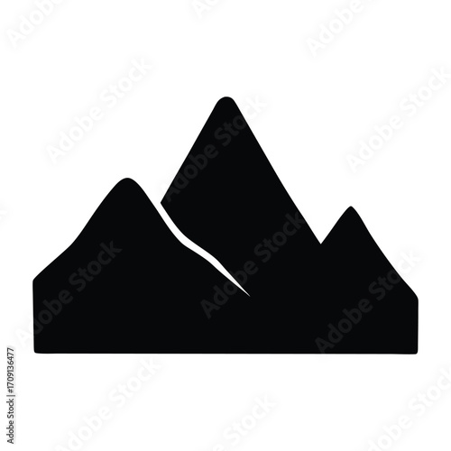 Stylized silhouette of majestic mountain peaks landscape for adventure outdoor nature concepts