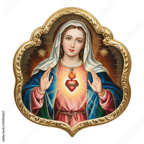 Immaculate Heart of Mary in Ornate Golden Frame