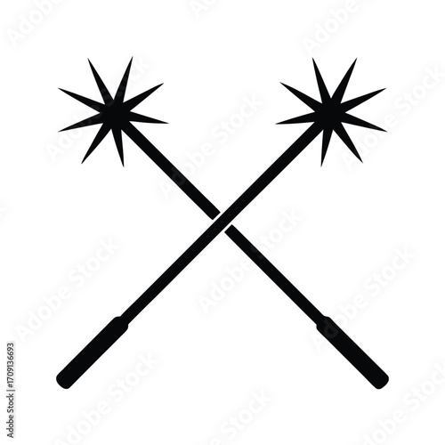 Two crossed sparklers silhouette symbolizing celebration and festive fun for holidays and events