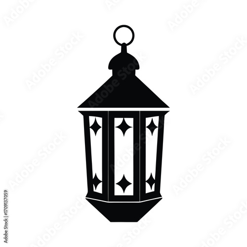 Traditional arabic islamic lantern silhouette graphic design element festive ramadan iftar celebration decor