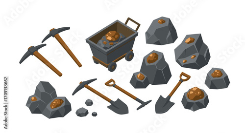 Isometric mining tools and mineral deposit elements for resource extraction design