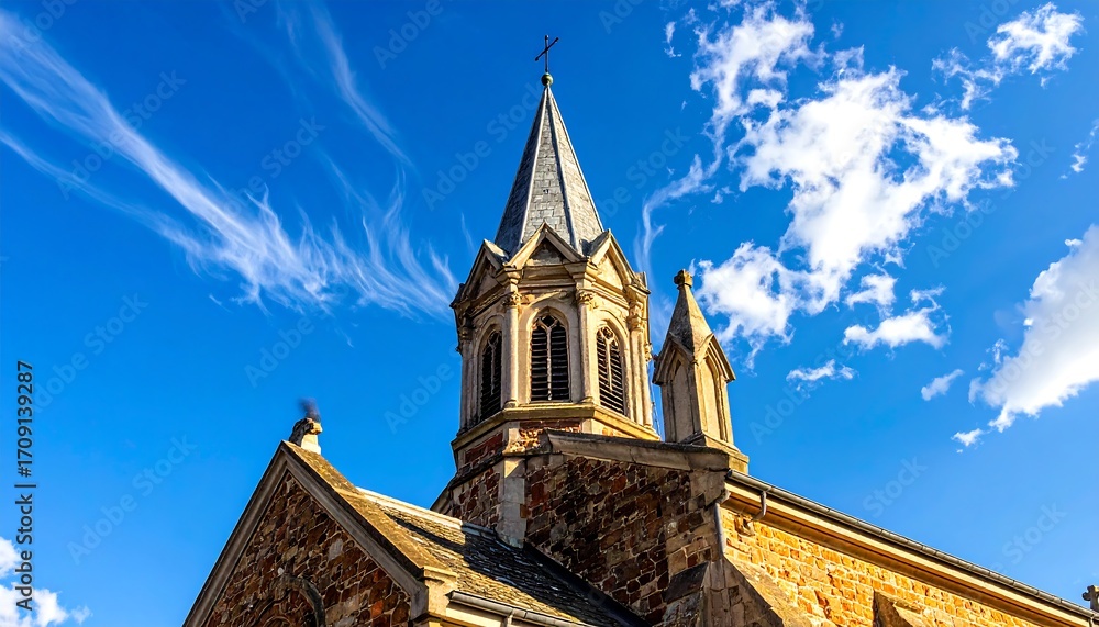 Fototapeta premium Church steeple against a vibrant sky