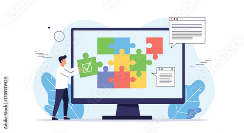 Assembling software components into a functional digital solution.