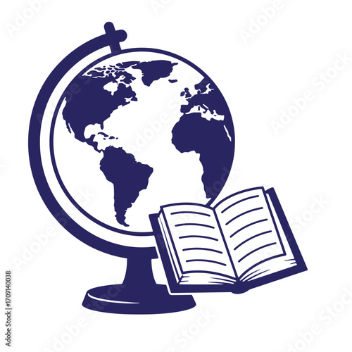 Conceptual illustration of education global learning books world globe and knowledge