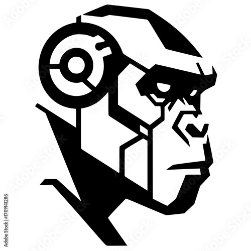 Retrato de silueta de un robot chimpancé
