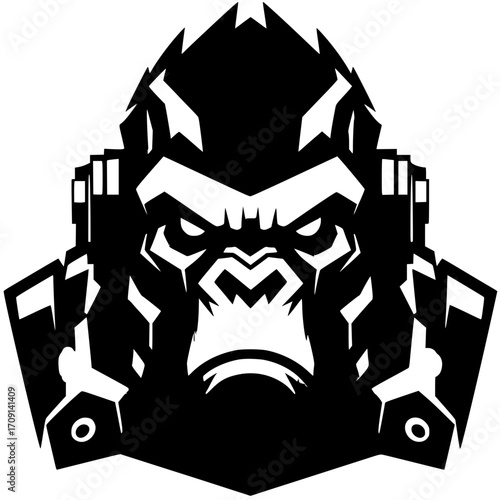 Diseño vectorial de silueta de retrato de robot King Kong