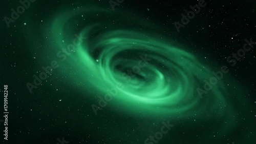 A serene emerald green light flare pulses gently from the center, creating a tranquil, seamlessly looping abstract vortex website, innovation, serene emerald green light flare