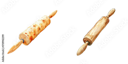 rolling pin watercolor vector illustration