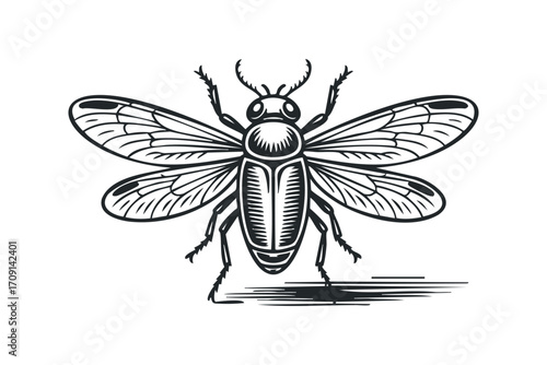 Insect graphic on transparent background. Vector hand drawn illustration