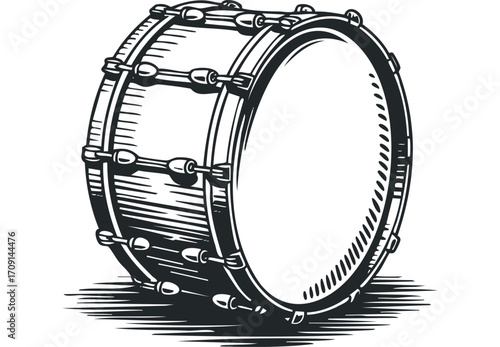 Percussion drum instrument isolated on white. Vector hand drawn illustration