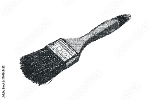 Paint brush tool on white isolated background. Vector hand drawn illustration