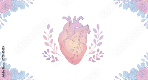 "Heart Illustration with Floral Elements"