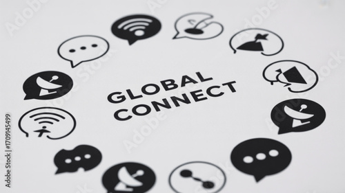 Global communication network connecting people through technology and social media platforms online today