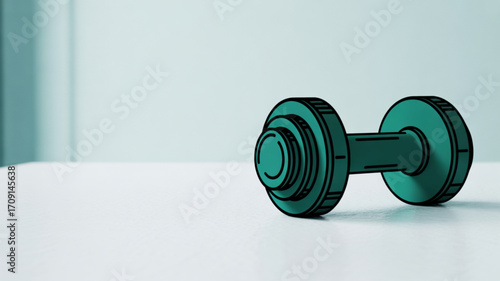 Green dumbbell weight fitness equipment for strength training and exercise workout routine at the gym or home